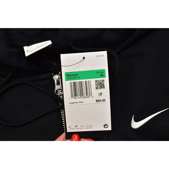 Nike Women's Full Zip Sweat Jacket Black Size XL Cotton Blend DQ5758-010 NEW - Picture 5 of 8